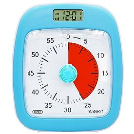 色：ブルー Yunbaoit タイマー 勉強 時計と小夜灯付き VT07S 60分タイマー子供 低電力アラームとオプションアラームベルが付いている 青い