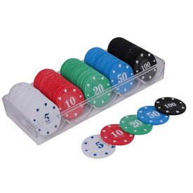 ピュアシーク カジノチップ 100枚セット トランプ ゲーム テーブル コイン カジノ 玩具 ケース付 ポーカー ブラックジャック