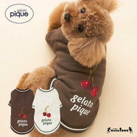 【SALE】 gelato pique チェリー柄裏毛プルオーバー S〜Lサイズ 【翌日出荷】阪急ハロードッグ ジェラートピケ ジェラピケ ドッグウェア 小型犬 あったか 裏起毛 オフホワイト ブラウン おしゃれ かわいい