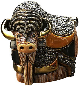 送料無料 バイソン親 F201陶器 動物 置物 牛 丑 うし 2021 干支 十二支 cow ox ブル bull バッファロー buffalo バイソン bison ペット インテリア オブジェ 雑貨 おしゃれ かわいい 贈り物 プレゼント