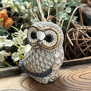 送料無料 森のフクロウ F245陶器 置物 動物 ふくろう フクロウ 梟 オウル 福 縁起物 幸せ オブジェ おしゃれ かわいい 贈り物 プレゼント ウルグアイ