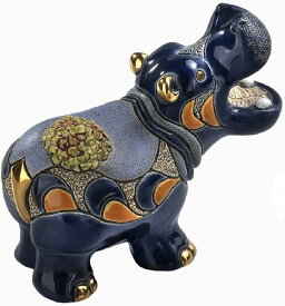送料無料 カバ親 F167陶器 置物 動物 カバ かば hippo アフリカ インテリア オブジェ おしゃれ かわいい 雑貨 贈り物 プレゼント ウルグアイ製