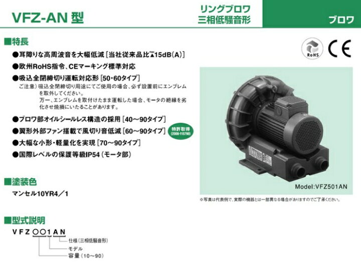 楽天市場】【法人限定/送料無料】テラル 三相低騒音形 リングブロワ 