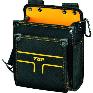 【在庫入替セール】トップ工業 電工用腰袋2段タイプ(中) TPD-201M ティーキャリーシリーズ 適応ベルト幅70mm 耐久性 カラビナ、テープホルダー付き 900デニールナイロン リベット補強 斜め差し