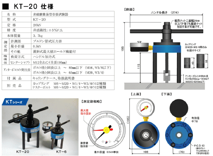 サンコーテクノ テクノテスター 非破壊簡易型引張試験器 KT-20 (最大荷重:20kN) | ハンシン RK-10ショップ