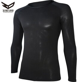 [1点までメール便可]BTデュアル3Dファーストレイヤー　ロングスリーブ　クルーネックシャツ　ブラック　JW-522