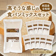 送料無料 純国産全粒粉 高そうな感じの食パンミックスセット【10個】（国産 半鐘屋オリジナル 食パン ホ…