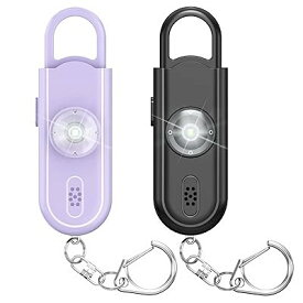 Topbasic 防犯ブザー 小学生 女性 防犯アラーム 防犯警報器 大音量130dB ランドセルに付ける LEDライト付き 子供 お年寄り 防犯ベル ブラック＆紫