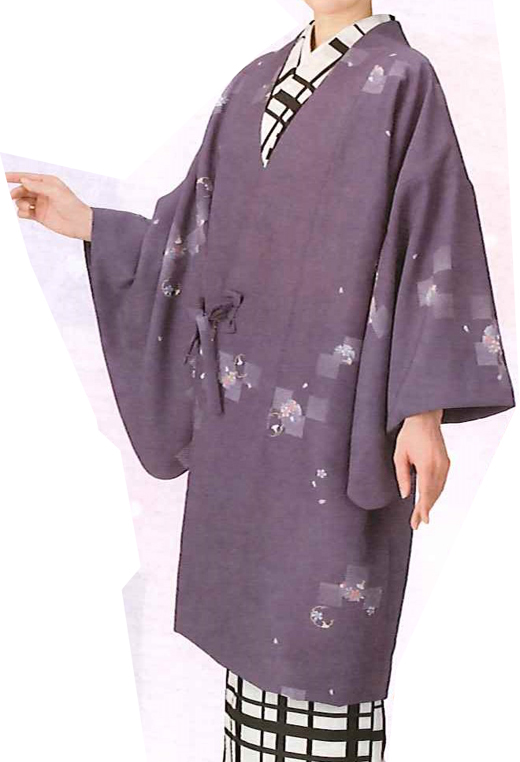 着物 和装おしゃれコート Ｆサイズ 落ち着いた藤色に 直営店 日本産 飛び柄小紋 仕立て上り 袷
