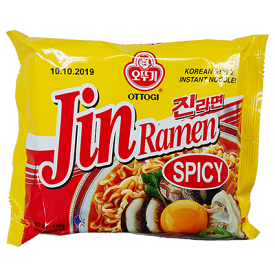 BOX販売【オットギ】 ジンラーメン(辛口)120gx1箱(40個)　送料無料　英語版　BTS JIN RAMEN 韓国ラーメン　韓国人気　BTSラーメン　JINラーメン　JinRamen Spicy　韓国グルメ　韓国　袋麺　袋ラーメン　おろし