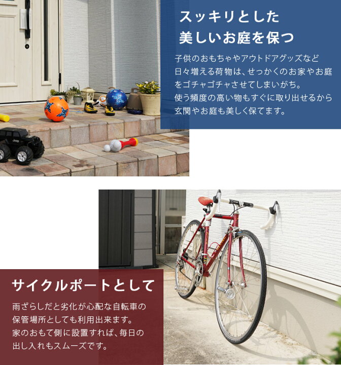 楽天市場】物置 大型物置 おしゃれ 物置小屋 自転車 サイクルポート 