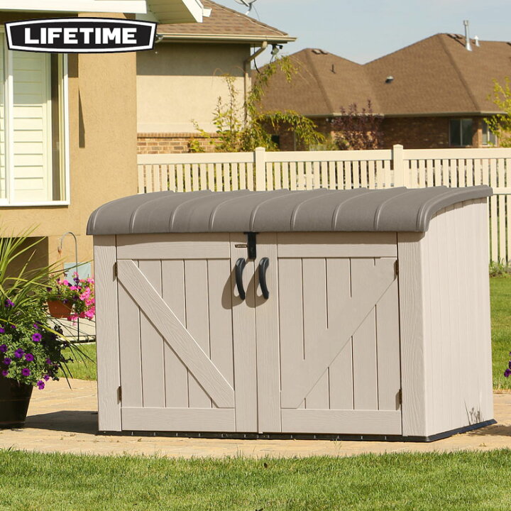 楽天市場 物置 おしゃれ 収納庫 Lifetime Horizontal Storage Shed ライフタイム ホライゾン物置 大型宅配便ｙ 代金引換不可 フルオープン 屋外 倉庫 自転車置き場 サイクルポート タイヤラック ゴミ置き場 Hnw1 Depos デポス