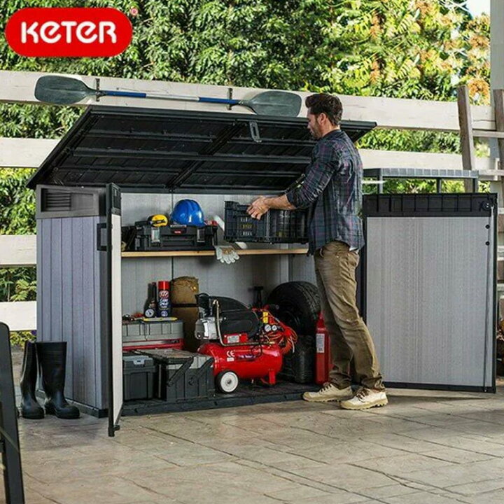 楽天市場 ポイント5倍 日22時 23日12時 物置 おしゃれ タイヤ収納 自転車 サイクルポート サイクルハウス サイクルガレージ 収納庫 屋外収納庫 ストッカー Diy キャンプ アウトドア 中型 小屋 ケター グランドストア 代引不可 大型宅配便ｙ Depos デポス