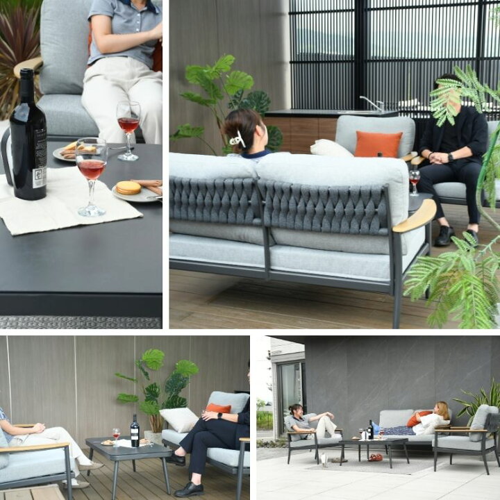 楽天市場】ガーデンソファセット 4人用 屋外家具 ホテル ソファ 
