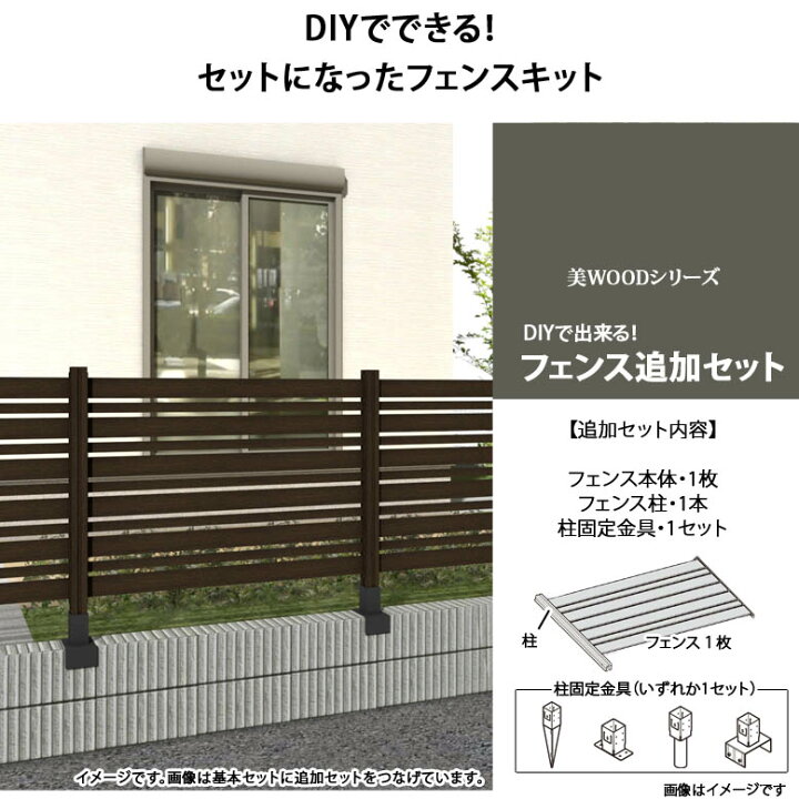 楽天市場】フェンス 美WOODフェンス 追加セット 高さ105cm ブラウン 