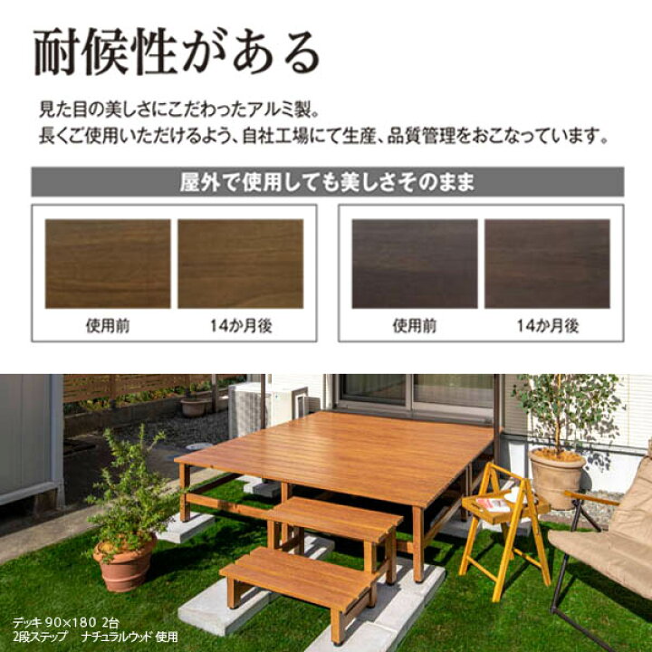 楽天市場】アルミ製ウッドデッキ 美WOODデッキ 90×180【メーカー直送 