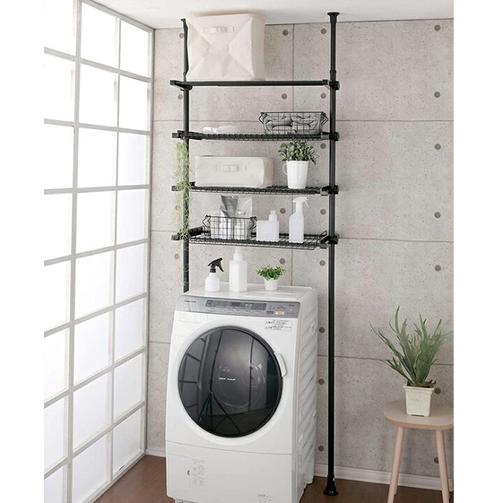 楽天市場 洗濯ラック ランドリーラック 大型宅配便 おしゃれ 洗濯機上ラック 収納 ランドリー収納 収納棚バスケット カゴ 突っ張り式 洗濯物 脱衣所 洗面所 棚 北欧風 洗剤 柔軟剤 デザイン突っ張り Tkd1 Depos 2号館