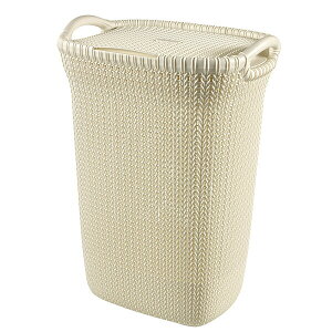 ランドリーバスケット 洗濯かご 洗濯カゴ ランドリーボックス おしゃれ 洗濯物 収納 プラスチック 北欧 新築祝い おもちゃ収納 カーバーニット ふた付きバスケット 57L【メーカー直送/代金