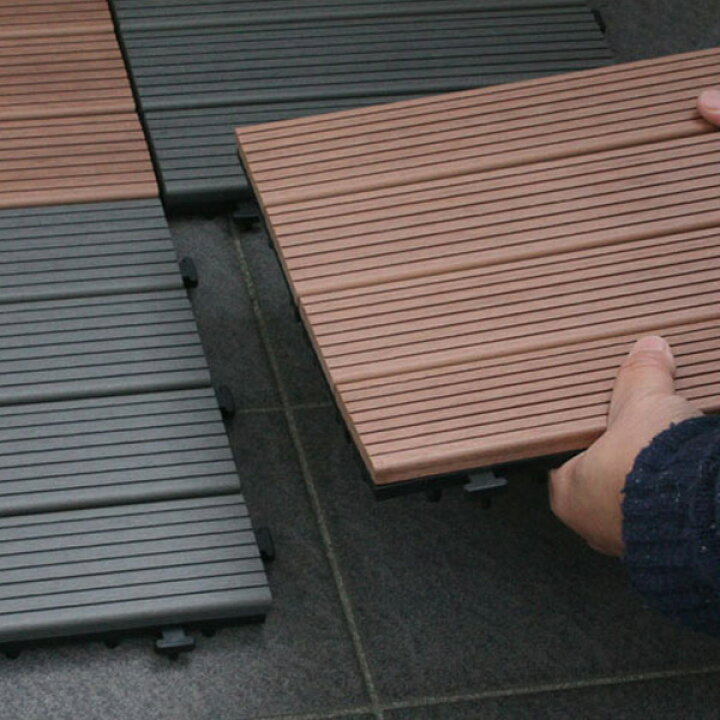 楽天市場 ウッドデッキ 人工木 ウッドパネル ジョイント式 デッキパネル 木製タイル フロアデッキ ベランダ バルコニー 人工木材 Depos 2号館