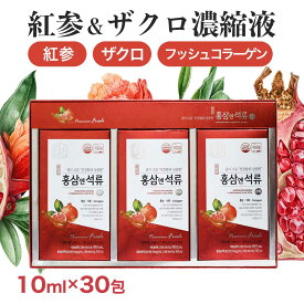 紅参&ザクロスティック 10ml x 30包 高麗人参 紅参エキス ザクロ 高麗人参エキス ザクロ濃縮液 ザクロエキス コラーゲン フラクトオリゴ糖 紅参 ホンサム 6年根紅参 6年根高麗人参 サポニン 健康食品 スティック 大東高麗 ダイトウコウライ 韓国 送料無料