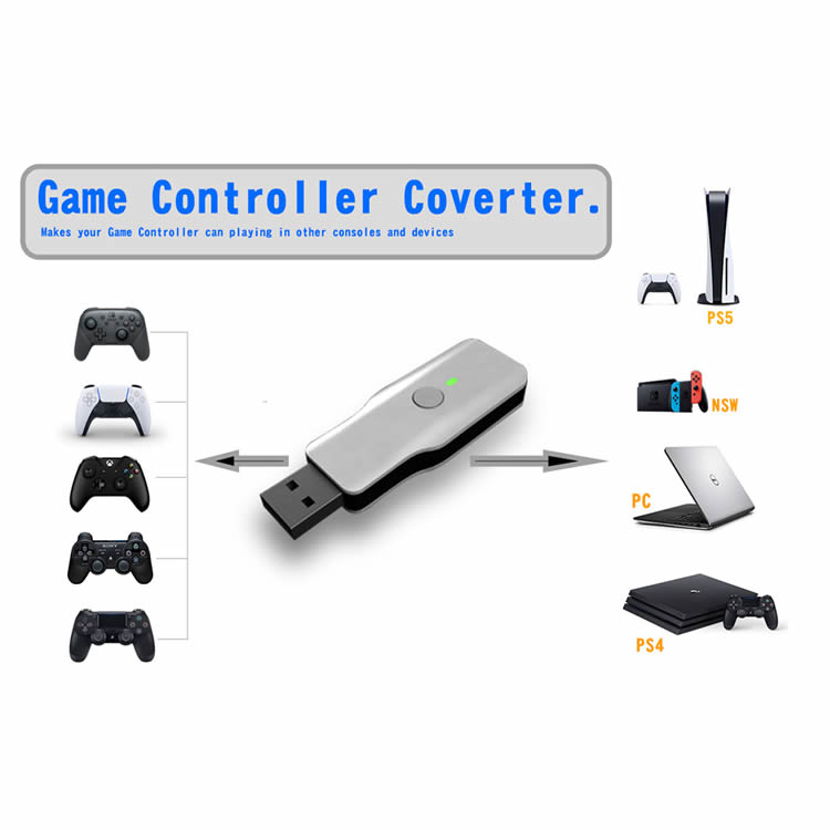 PS5　コントローラー　コンバーター　Wii　Wii　コンバーター　ワイヤレス　One　PS5　Xbox　Pro　Switch　Switch　PS3　U　PC　One　PS4　Xbox　ゲームコントローラーコンバーター　U　送料無料　連打　コントローラー変換アダプター　有線・無線　日本語説明書