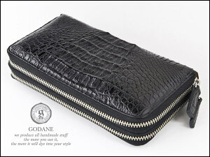 GODANE ゴダン 本革 クロコダイル ラウンドファスナー メンズ 長財布 黒 ブラック かっこいい 大人 おすすめ ギフト プレゼント 誕生日 バレンタイン 高級【財布】 【さいふ】 【サイフ】 【ウ