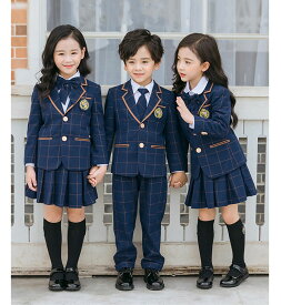 入学式スーツ 子供 セーラー服　チェックスカート キッズ 卒業式　5点セット/女子学生制服/上下セット フォーマル/スクールシャツ キッズ　ジュニア/入学式 子供服 男の子/女子高校生ミニスカ/子どもダンス/演出服/学生服 コスチューム 女の子/100cm-160cm