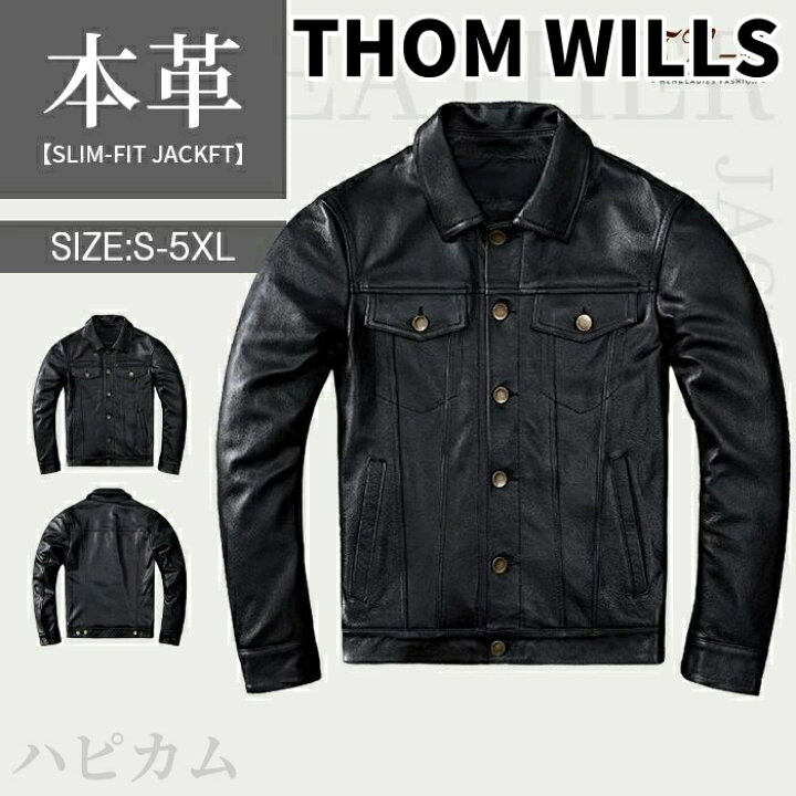 楽天市場】THOM WILLS S~5XL 高級感 本革ジャケット メンズ 牛革 
