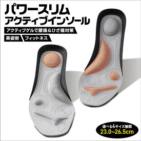 パワースリムアクティブインソール M L LL 3L (23.0～26.5cm) インソール ダイエット ソール 極薄 ゴルフ 美尻 姿勢 矯正 O脚 下半身太り 下腹 解消 ポスト投函 送料無料