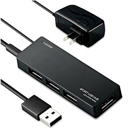 エレコム USB2.0 ハブ 4ポート ACアダプタ付 セルフ/バス両対応 Nintendo Switch動作確認済 ブラック U2H-AN4S