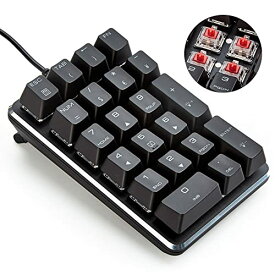 テンキーボード メカニカル式テンキーパッド 赤軸 21キー USB接続 ブラック Windows Mac 対応