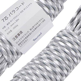 Youriad パラコード 4mm ストラップ ロープ 7芯 30m 耐荷重 250kg 007_106 グレー＆ホワイト 108