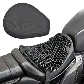 バイクシートクッション ゲルクッション(前席用-M) 3Dメッシュシート 衝撃吸収 人間工学に基づいた ムレにくい 快適 取り付け簡単、断熱、防