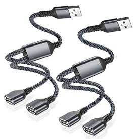 USBスプリッタYケーブル、USB A 1オスから2メスへ増設するナイロン製変換ケーブル、 Mac、Car、Xbox One、PS4、PS5、L