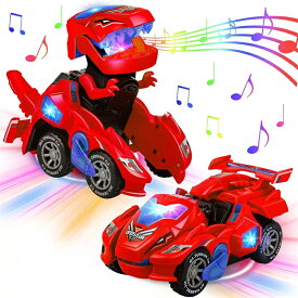 恐竜 変形ロボット 車 おもちゃ 恐竜 車 変形おもちゃ 変身 恐竜 LED車 光音付き おもちゃの車を歌う 子供のおもちゃ 恐竜の車 一体型 自動変形 ライト音楽 子供のおもちゃ ギフト 人気