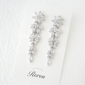 キュービックジルコニア CZ ピアス ブライダル ウェディング 結婚式 小枝アクセサリー ジュエリー ブライダルピアス 小物 フラワー リーフ ロングピアス リース ロング 大ぶり 花 ウエディング パーティー 二次会 前撮り 発表会 卒園式 演奏会 小枝 プレゼント ビジュー 21