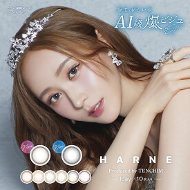 【新色2色登場！】送料無料 HARNE ハルネ ワンデー 10枚入り てんちむ 高含水 直径14.1mm 度あり 度なし カラコン 1day カラーコンタクト コンタクトレンズ 使い捨て ワンデーカラーコンタクト 一日 橋本甜歌 大人 透明感 フィナンシェ チャイバブルー 細フチ ブルー