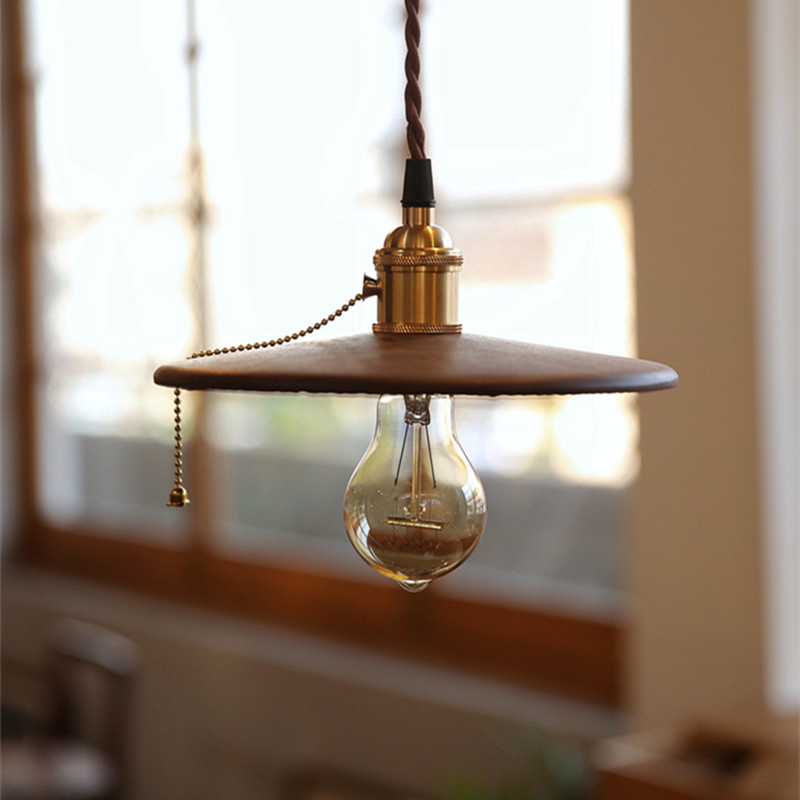 真鍮+木製シャンデリア 吊り下げ照明 ペンダントライト ランプ 玄関
