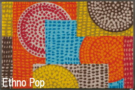 【wash + dry】Ethno Pop/Ethno Pop orange【50×75cm】屋外・屋内兼用 洗える玄関マット 薄型 クリーンテックスジャパン【ウォッシュアンドドライ】