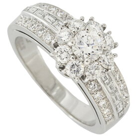 送料無料・返品可♪メーカー磨き済み♪ヴァンクリーフ&アーペル フラワー ダイヤ リング PT950 10.5号 A+♪【中古】