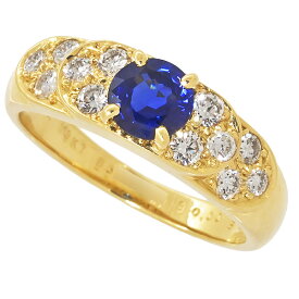 送料無料・返品可♪ヴァンクリーフ&アーペル ヴィンテージ サファイア0.57ct ダイヤ0.33ct リング K18YG 9.5号 新品仕上げ済み♪【中古】