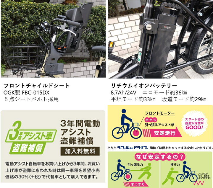 楽天市場】電動アシスト自転車 子供乗せ 3人乗り仕様 丸石サイクル 