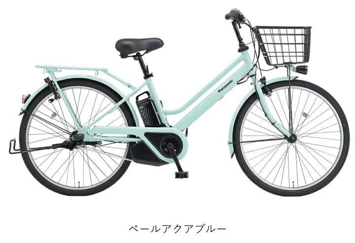 可愛い！水色 電動アシスト自転車 前バスケット付きパナソニックティモ 