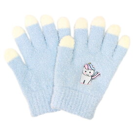【冬物処分】のびのび手袋 手袋 ニット 五本指 キッズ 女の子 ユニコーン柄 子供 子供手袋