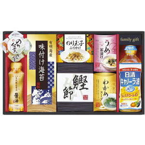 内祝い お返し 調味料 ギフト 日清オイリオ 食用油 セット 有明産 味付け海苔 お茶漬け わかめスープ かつお節 醤油 詰め合わせ 食卓 惣菜 出産内祝い 結婚内祝い 結婚祝い 出産祝い 引き出