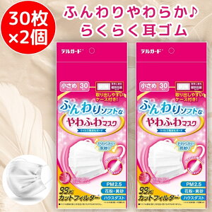 デルガード ふんわりソフトなやわふわマスク 小さめ 30枚 2個セット ホワイト 敏感肌 マスク 肌に優しいマスク 肌に優しい 敏感肌マスク 敏感肌用マスク やわらかマスク 個包装 阿蘇製薬 不