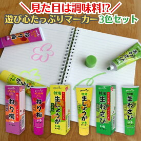 【楽天1位！】 【正規販売店】 おもしろ 文房具 ジオデザイン 蛍光ペン セット 各1本 （生わさび 生しょうが ねり梅） おもしろ文具 おもしろ文房具 面白い文房具 おもしろ文具 蛍光ペンセット マーカー 文房具 面白い プレゼント ギフト 緑 ピンク 黄色 ペン サプライズ