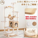 【楽天1位・12冠達成】 キャットタワー 木製 大型猫 据え置き 縁張り 猫思い 怪我防止 隠れ家 スリム 猫タワー シニア…