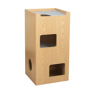 【クーポン2000円OFF⇒4980円】 改良版 キャットタワー 木製 木目調 猫タワー トンネル 超厚い板15mm 三階 キャットウォーク 高さ80cm 棚 ネコ用キャビネット おしゃれ ねこ ネコ シンプル 北欧 モ