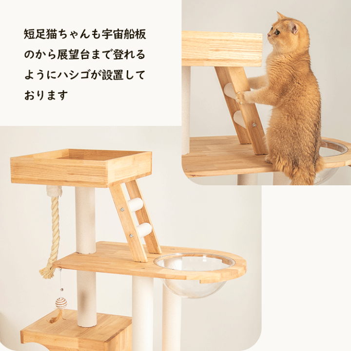 猫脚キャビネット　　＊手渡し限定 RAKU キャットタワー ネコタワー 木製 据え置き 多頭飼い 宇宙船